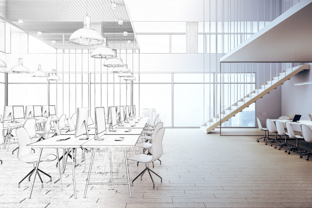 Modern commercial interior concept drawing
